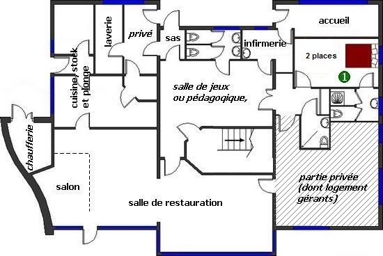 plan du rez de chausse du gte du Velay